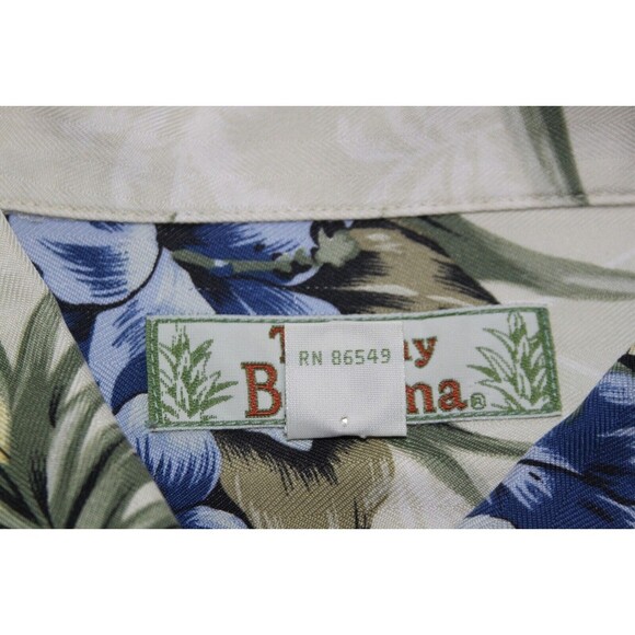 Tommy Bahama Mens Hawaiian Shirt 100% Silk Aloha Floral Pineapple Blue Green Lrg - Picture 6 of 6